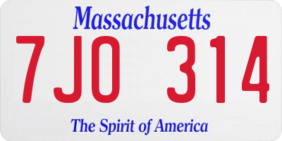 MA license plate 7JO314