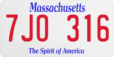 MA license plate 7JO316