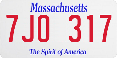 MA license plate 7JO317