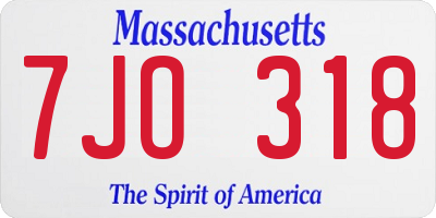 MA license plate 7JO318