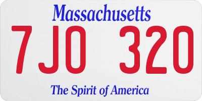MA license plate 7JO320