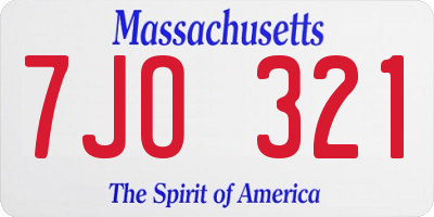 MA license plate 7JO321