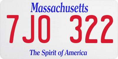 MA license plate 7JO322