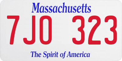 MA license plate 7JO323