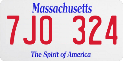 MA license plate 7JO324