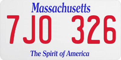 MA license plate 7JO326