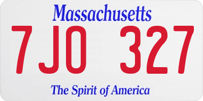 MA license plate 7JO327
