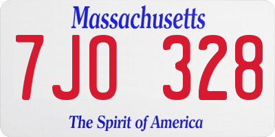 MA license plate 7JO328