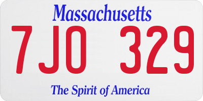 MA license plate 7JO329