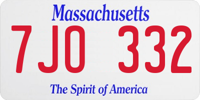 MA license plate 7JO332