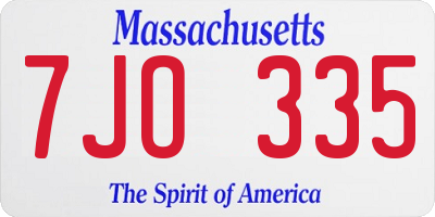 MA license plate 7JO335
