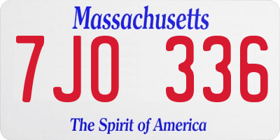 MA license plate 7JO336