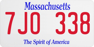 MA license plate 7JO338
