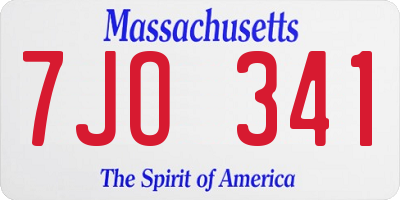 MA license plate 7JO341
