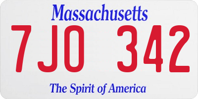 MA license plate 7JO342
