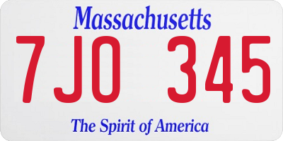 MA license plate 7JO345