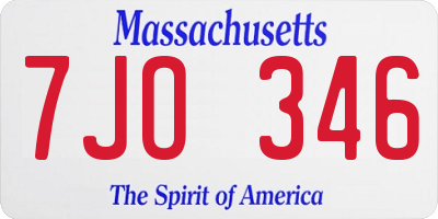 MA license plate 7JO346
