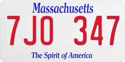 MA license plate 7JO347