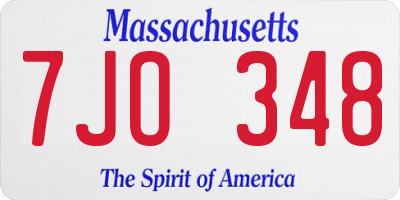 MA license plate 7JO348