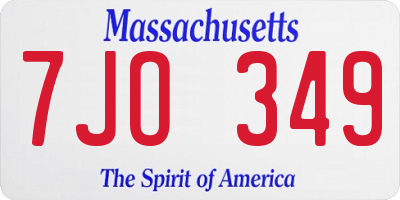 MA license plate 7JO349