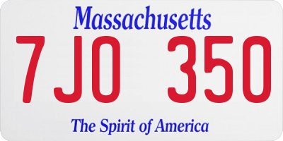 MA license plate 7JO350