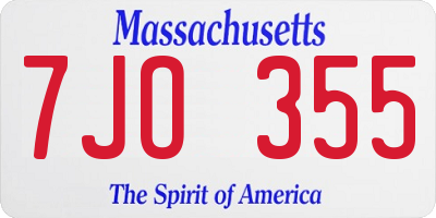 MA license plate 7JO355