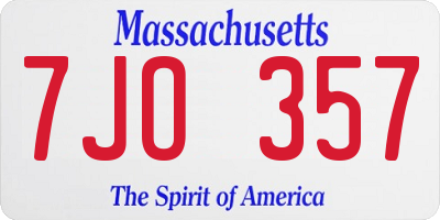 MA license plate 7JO357