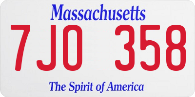 MA license plate 7JO358