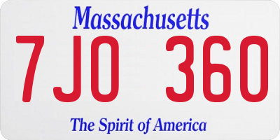 MA license plate 7JO360