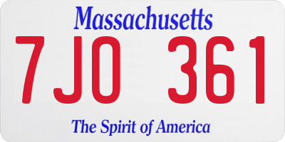MA license plate 7JO361