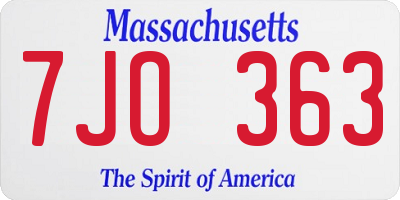 MA license plate 7JO363