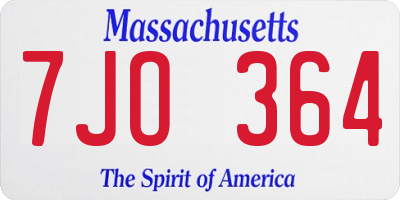 MA license plate 7JO364
