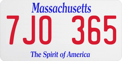 MA license plate 7JO365