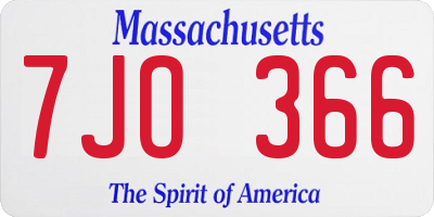 MA license plate 7JO366