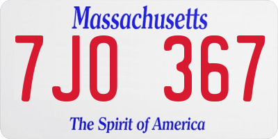 MA license plate 7JO367