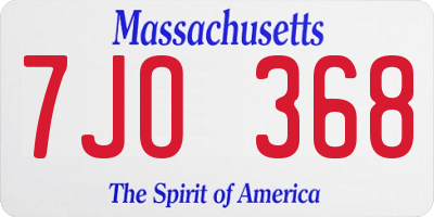 MA license plate 7JO368