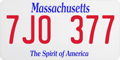 MA license plate 7JO377