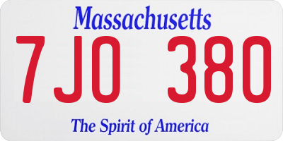 MA license plate 7JO380