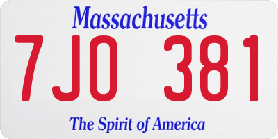 MA license plate 7JO381