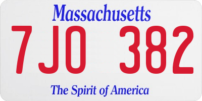 MA license plate 7JO382
