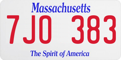 MA license plate 7JO383