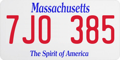 MA license plate 7JO385