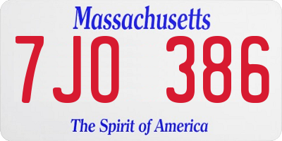 MA license plate 7JO386