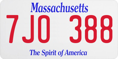 MA license plate 7JO388