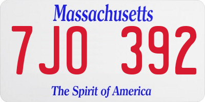 MA license plate 7JO392