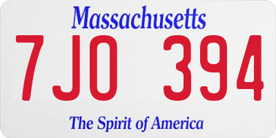 MA license plate 7JO394