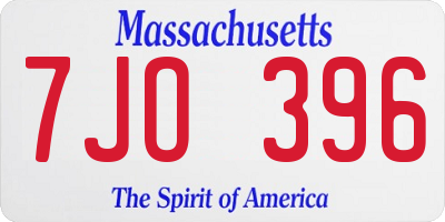 MA license plate 7JO396