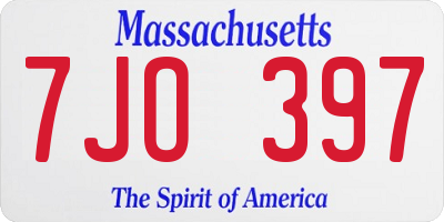 MA license plate 7JO397