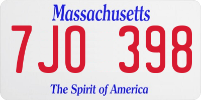 MA license plate 7JO398