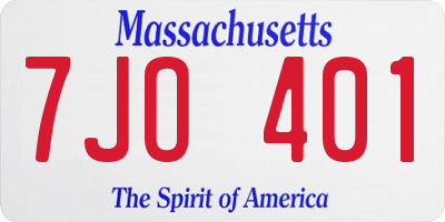 MA license plate 7JO401